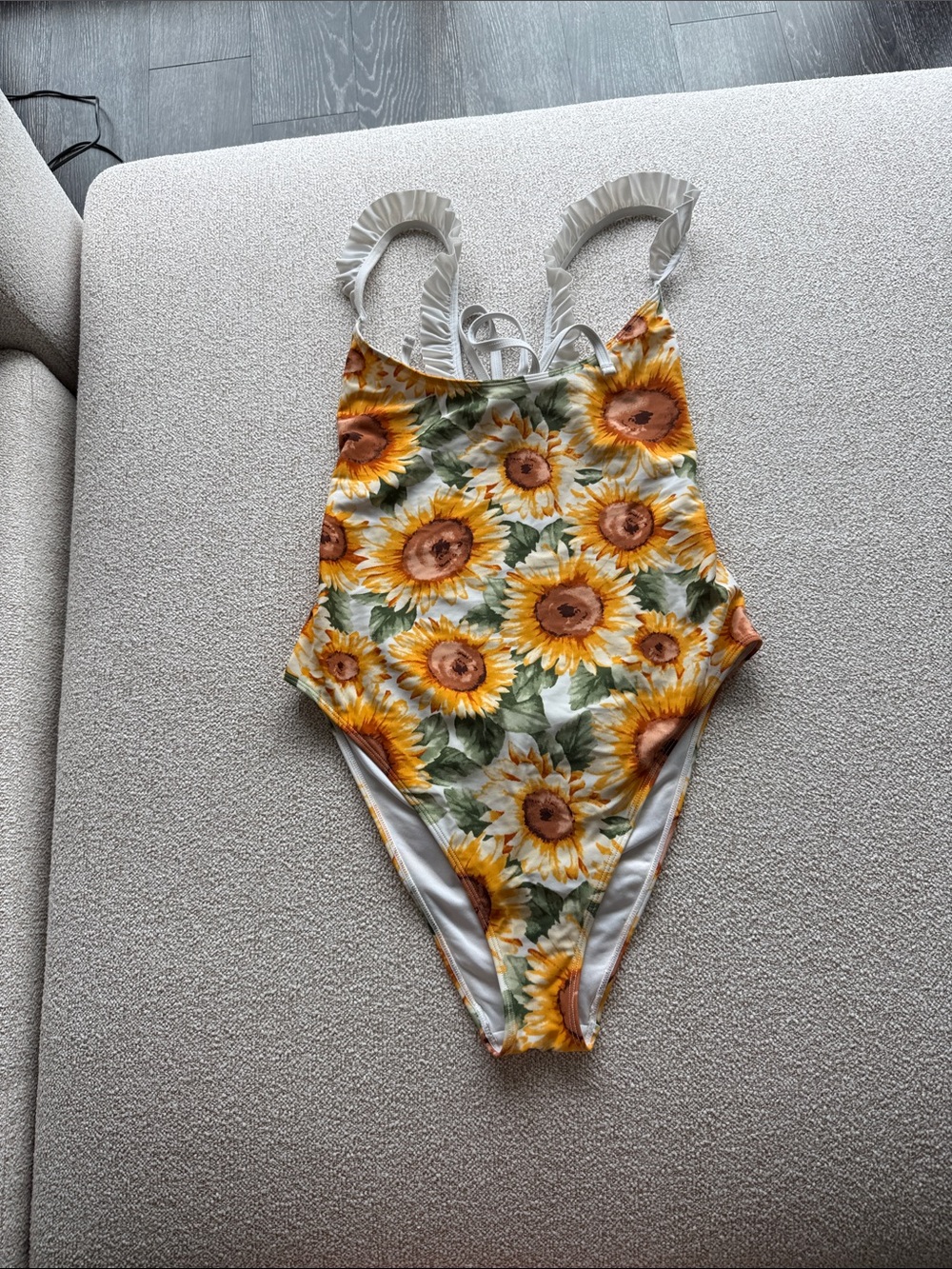 Forever 21 Sunflower Print One-Piece Swimsuit in Yellow and Green
